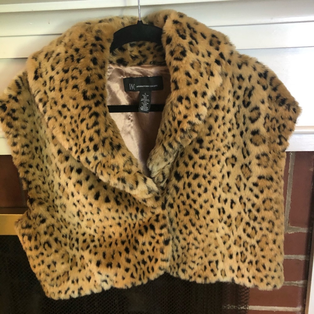 INC faux fur vest